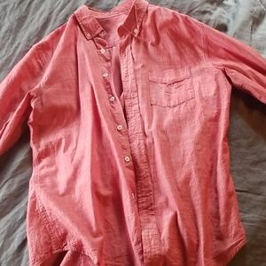 Red and white-thread casual button up